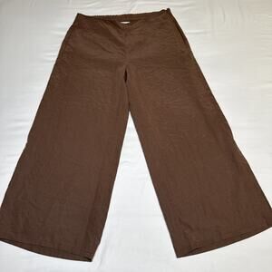 J Jill Modal Blend Cropped Wide Leg Pants Brown Size Small Side Zip Lagenlook